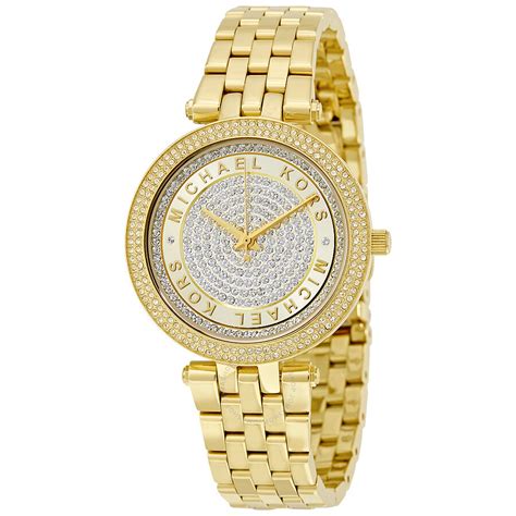 Michael Kors Mini Darci Gold Crystal Pave Dial Ladies Watch 